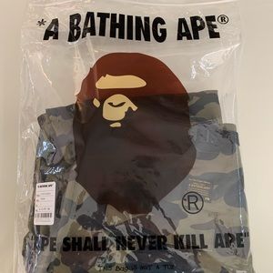 Bape 1st camo green nylon cargo pants brand new